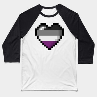 Large Pixel Heart Design in Asexual Pride Flag Colors Baseball T-Shirt